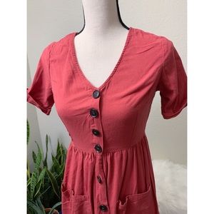 Japna Dresses - Japna Button Down Midi Button Down Terra-cotta Japna Dresses - Japna Button Down Midi Button Down Terra-cotta